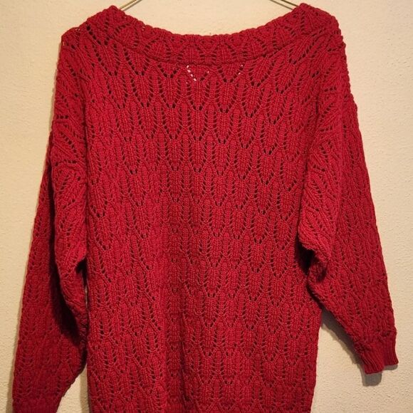Vintage Trafashion M/L Knit Sweater Pink Made In USA Off Shoulder Style Warm 80s - Picture 2 of 5